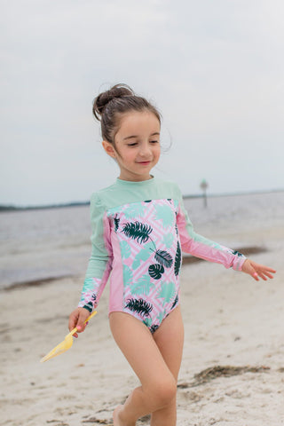 Best Toddler Girl UPF 50+ sun safe swimwear surf suit by SwimZip