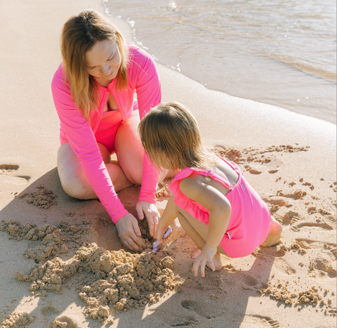 Neon Pink Swimwear UPF 50+ sun protection water safety high visibility swimwear