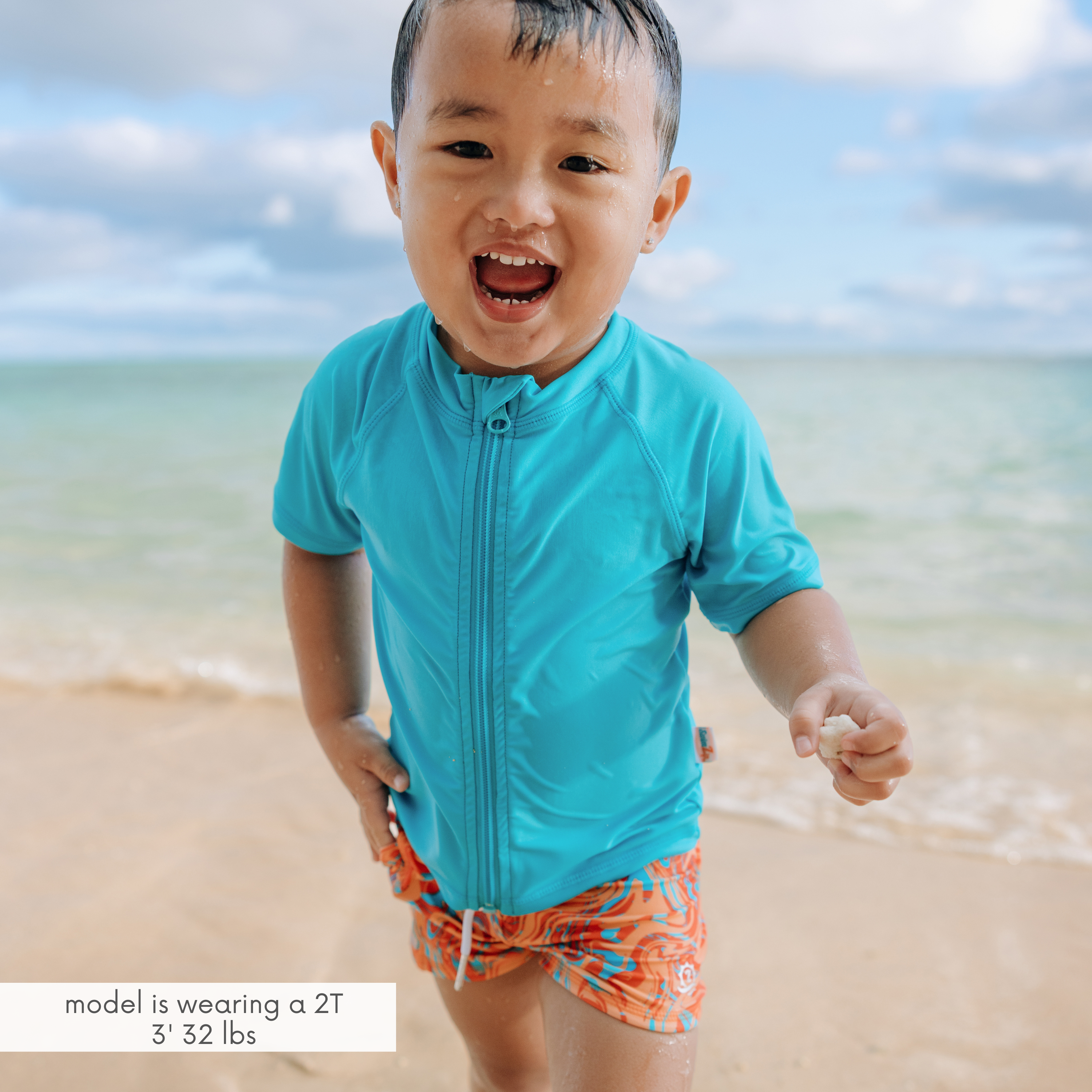 BOYS EUROPEAN SWIM SHORT IN RIBBED COTTON CANDY BLUE BY SARAH