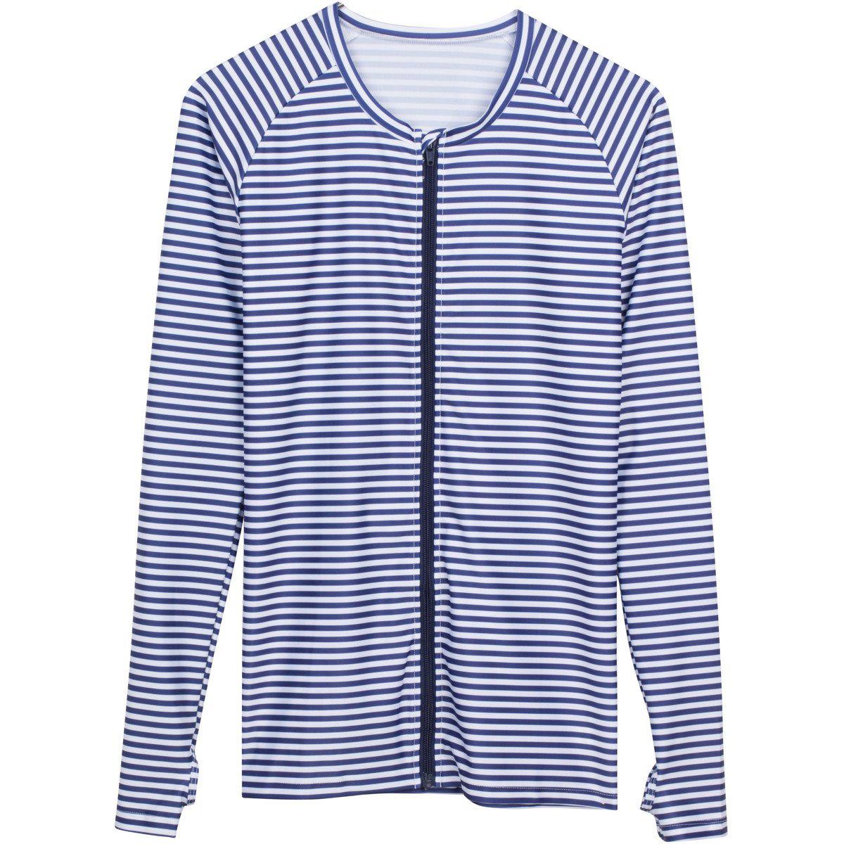 plus size blue and white striped top