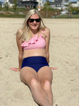 Women's One-Shoulder Bikini Top - Pink-SwimZip UPF 50+ Sun Protective Swimwear & UV Zipper Rash Guards-pos6