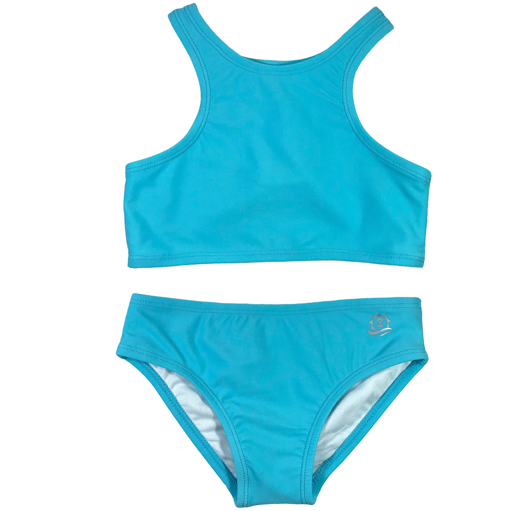 Swimzip Girls Halter Top Swim Set Aqua Upf 50 Sun Protection