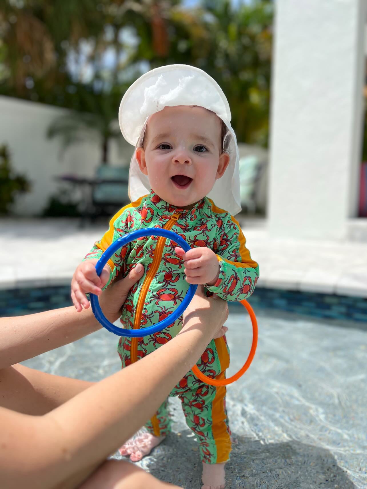 Baby Mädchen Einteiliger Badeanzug UPF 50+ Sonnenschutz Lange Ärmel  Reißverschluss Snap Rash Guard (Bambus)