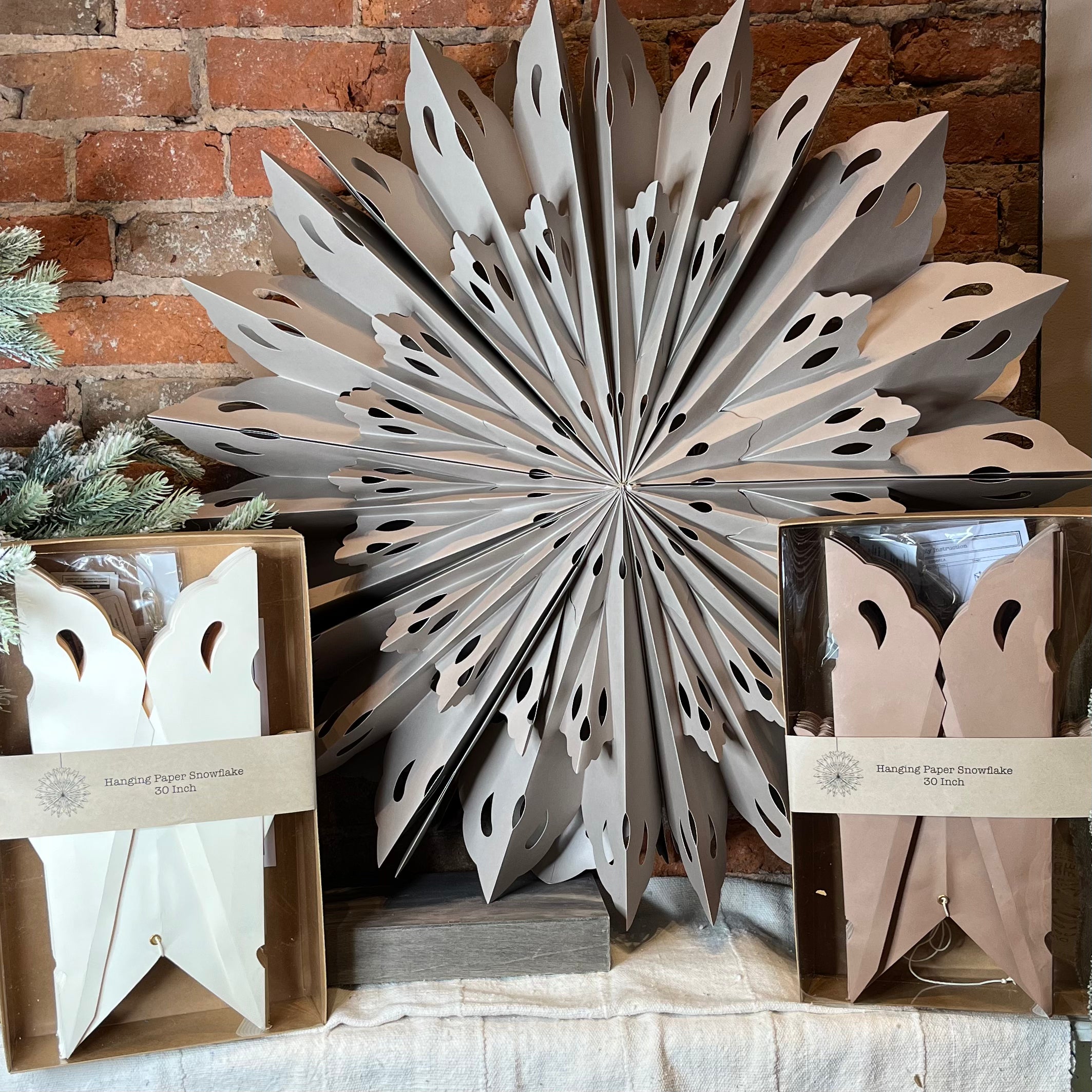 Recycled LED Folding Paper Snowflake Orn 30”