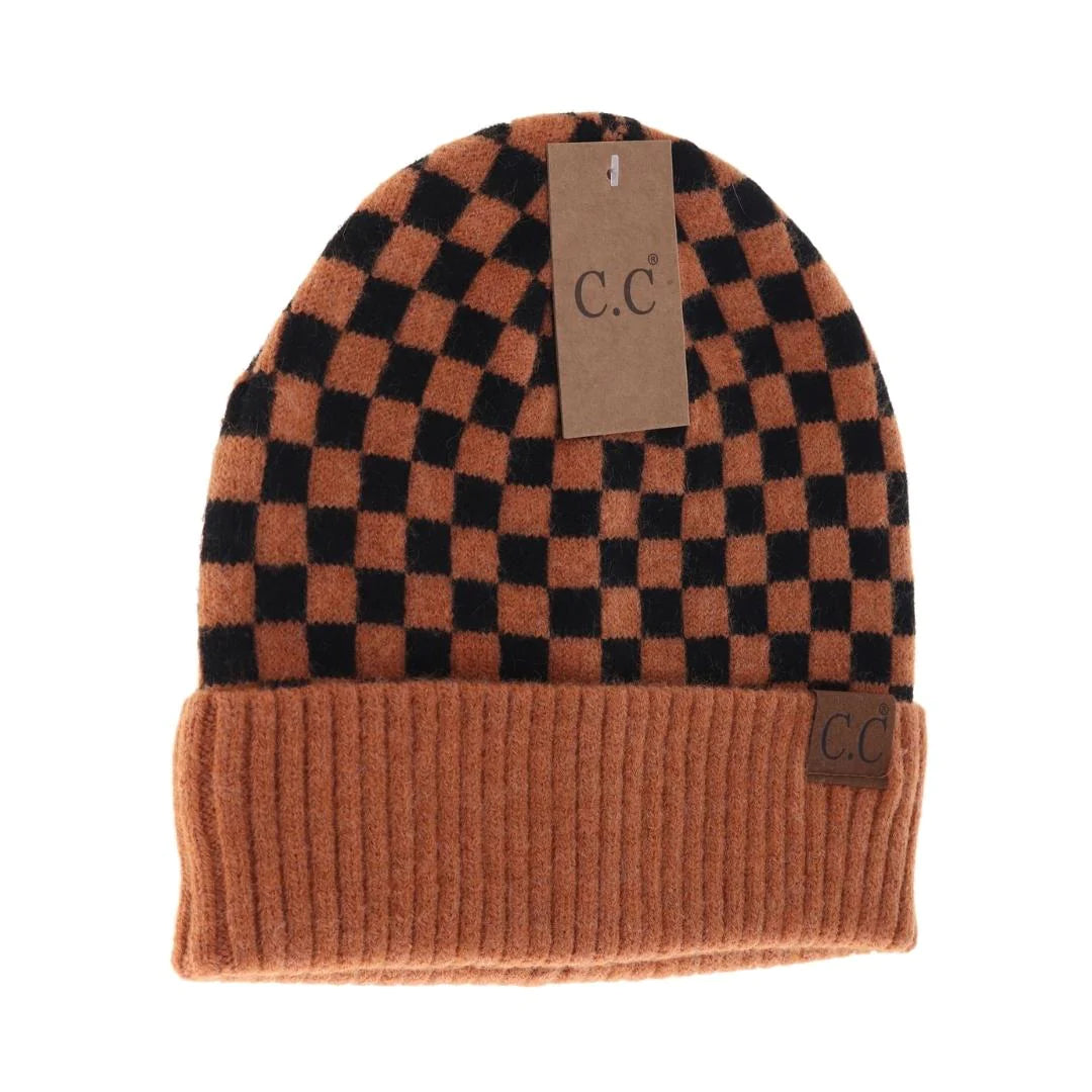 CC Checkered Pattern Beanie