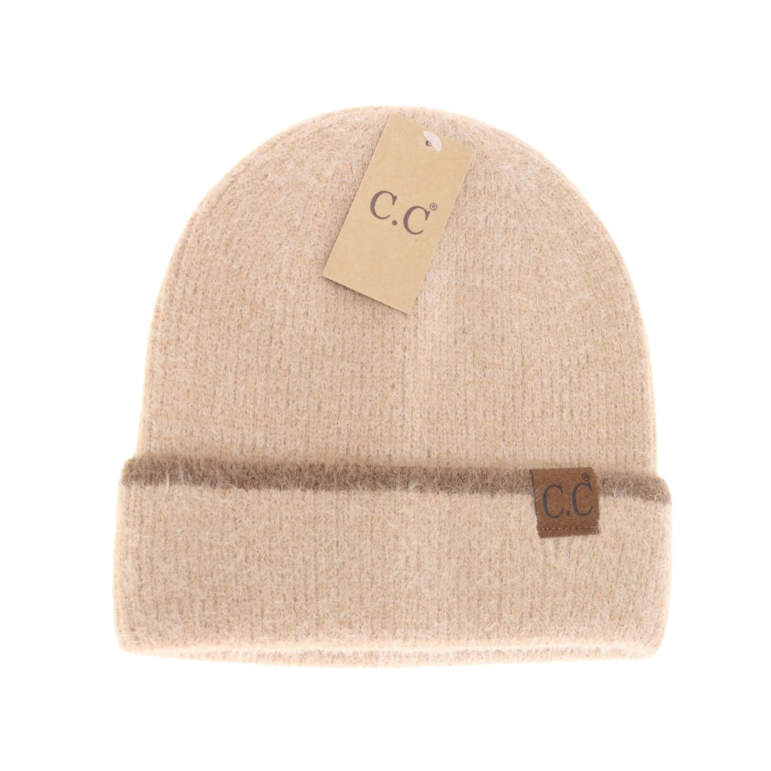 CC Soft Feather Striped Cuff Beanie