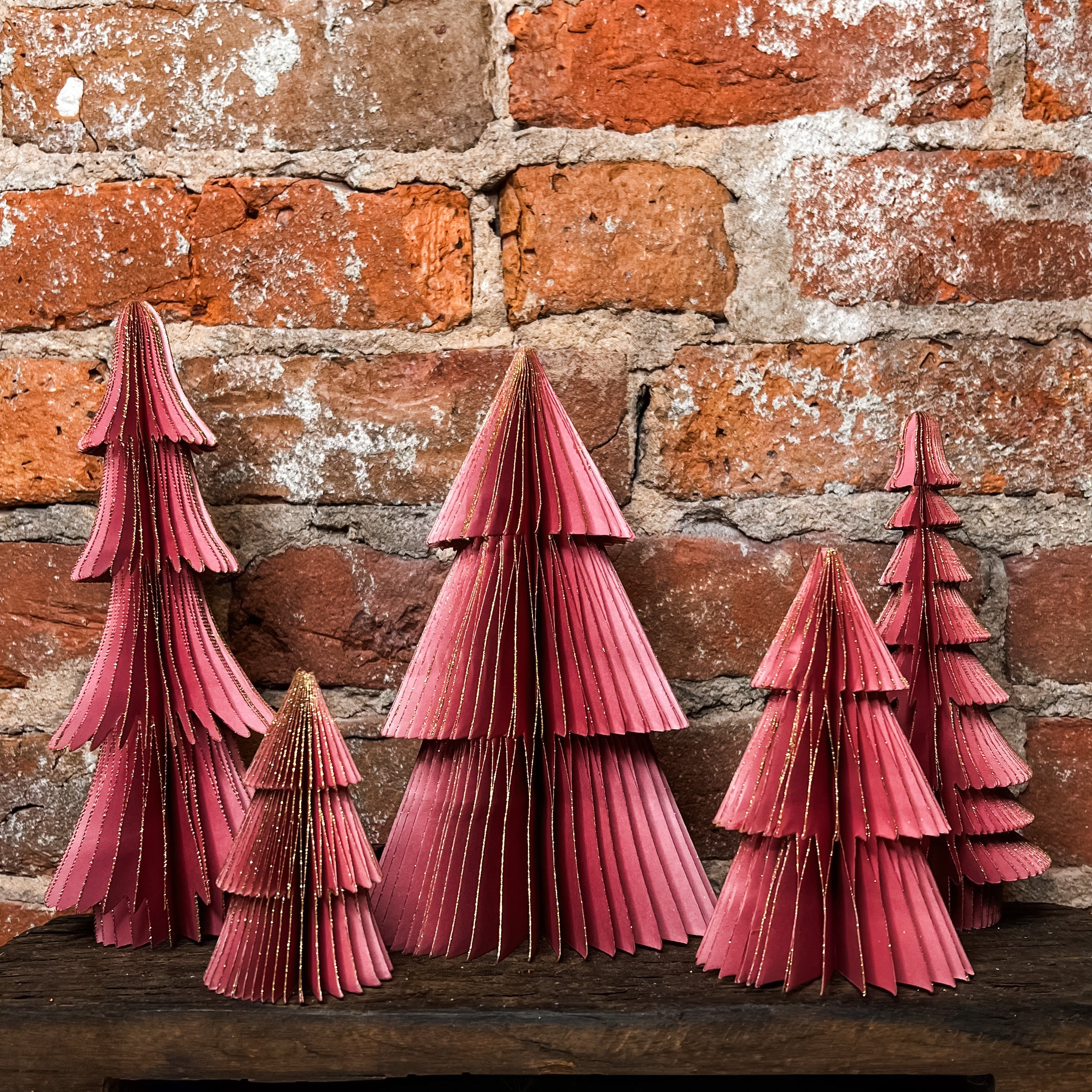 Recycled Paper Folding Honeycomb Trees (Set of 5)