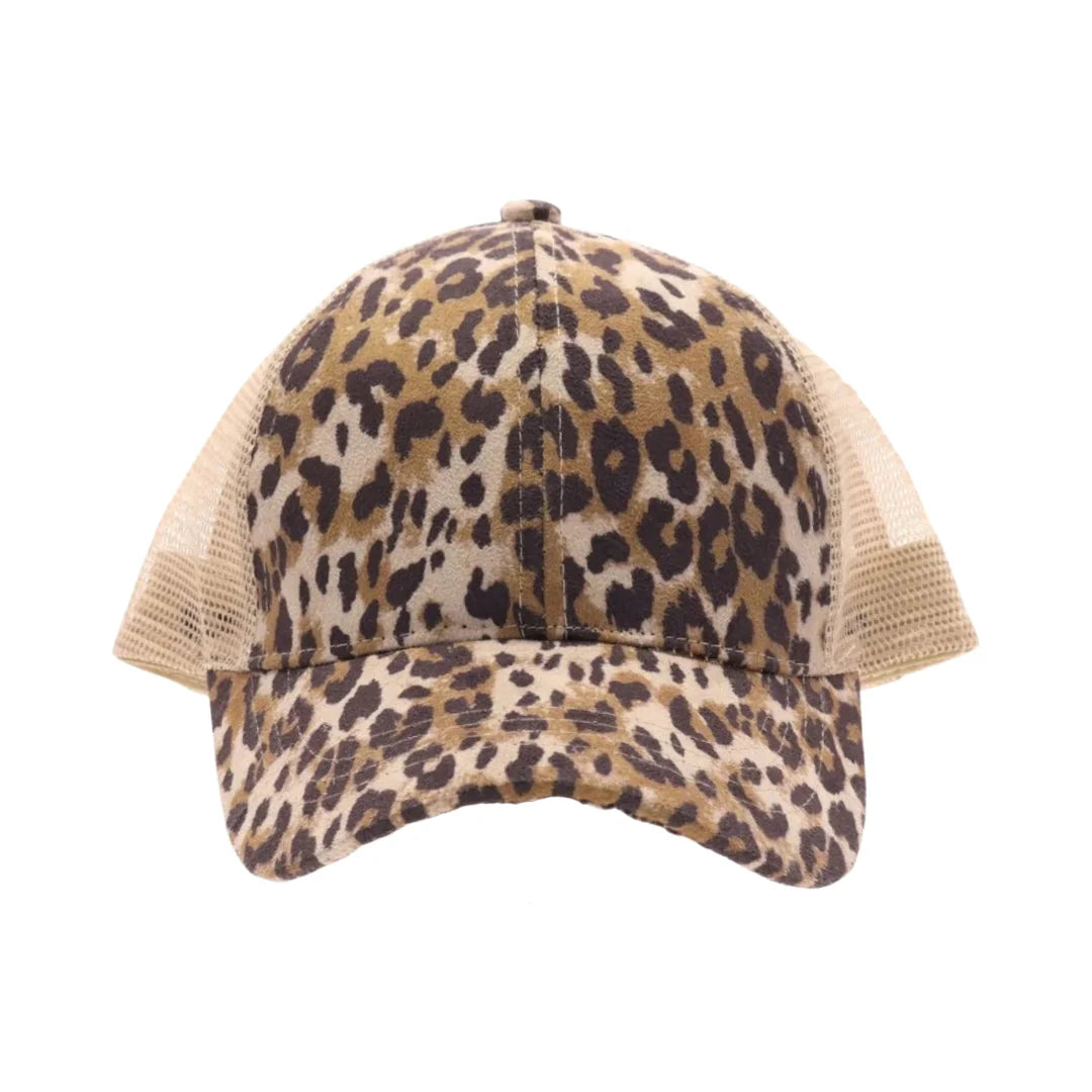 CC Leopard Criss Cross High Pony Hat