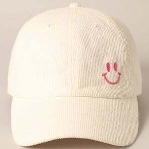 Mini Happy Face Embroidered Ball Cap - MarketPlaceManning