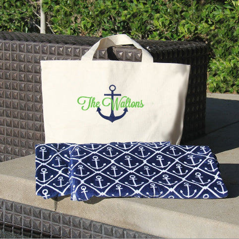 personalized beach towel and tote