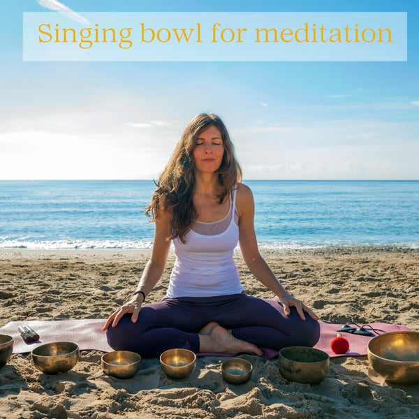 Relaxing on a ground with singing bowl meditation