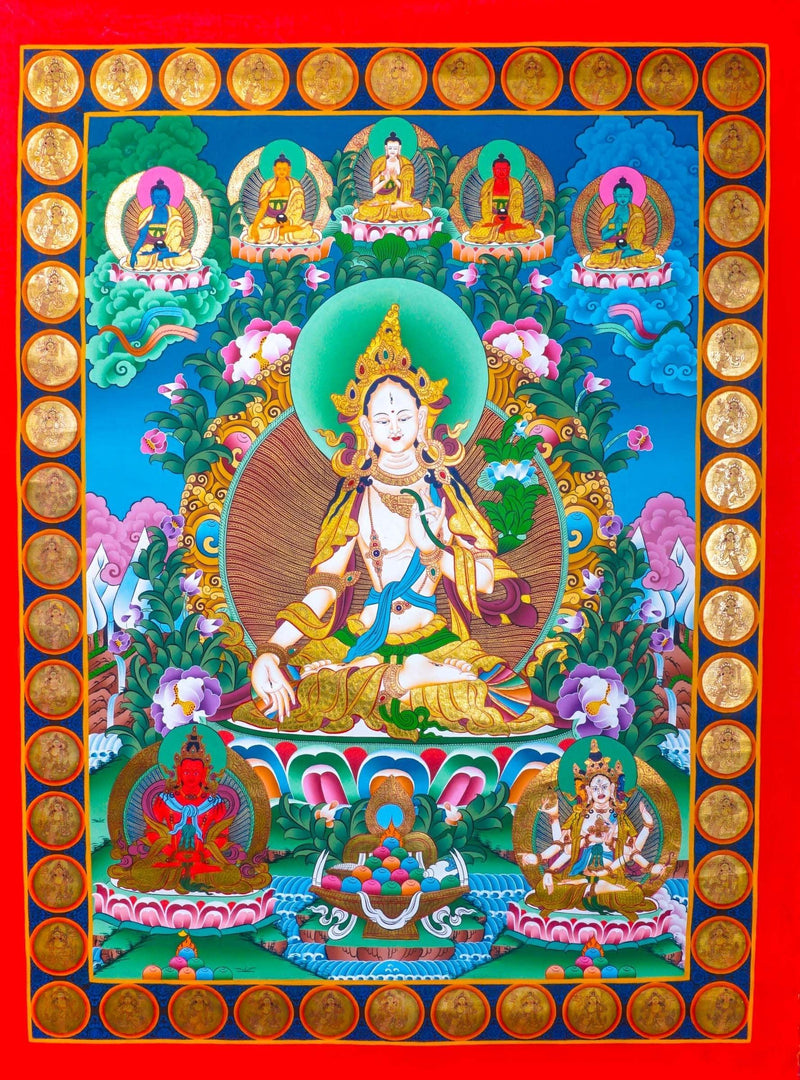 White Tara Thangka - Liberator For Meditational Practice and Spiritual Gifts