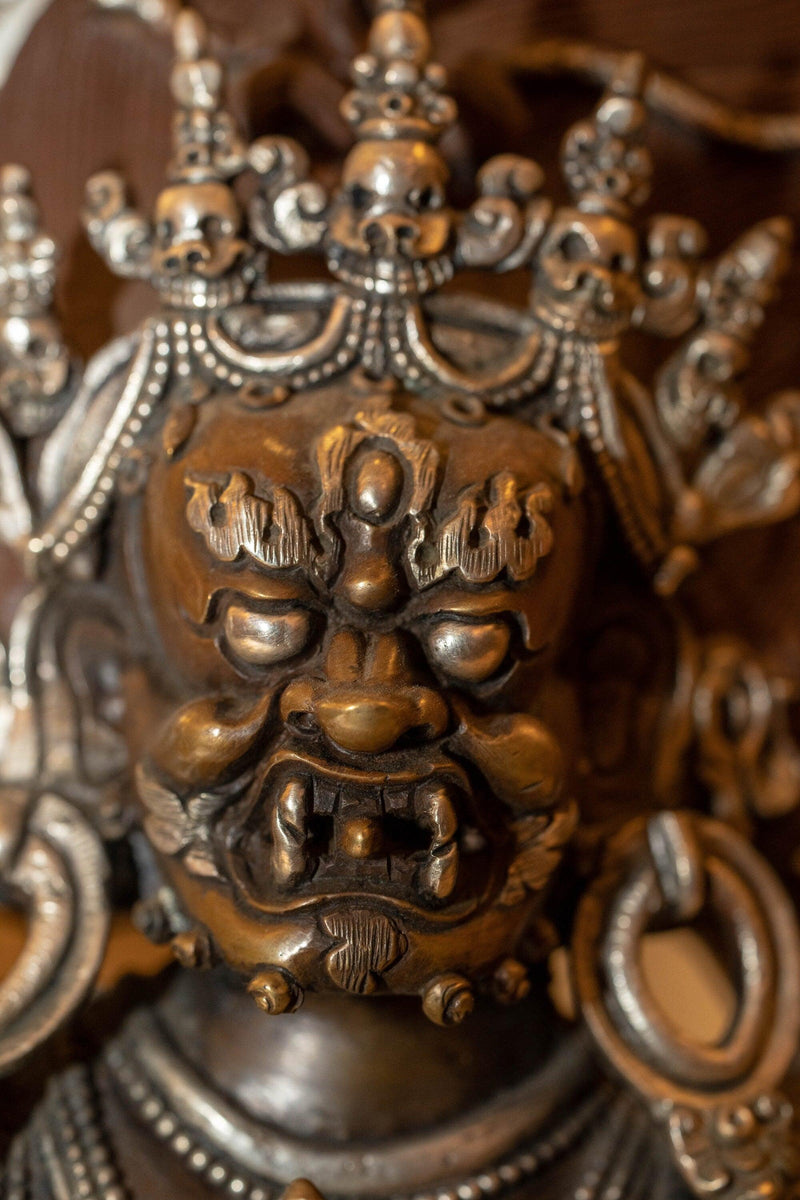 Mahakal Statue wrathful deity metal, copper silver plated