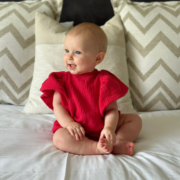 Baby Muslin Flutter Sleeve Romper