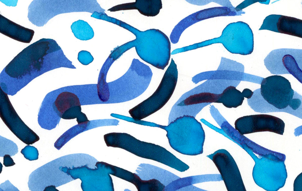 Abstract watercolour using shades of blue by Crimson Rose O'Shea