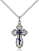 Saint Olga Cross medal 0256E1 with blue enamel, Sterling Silver
