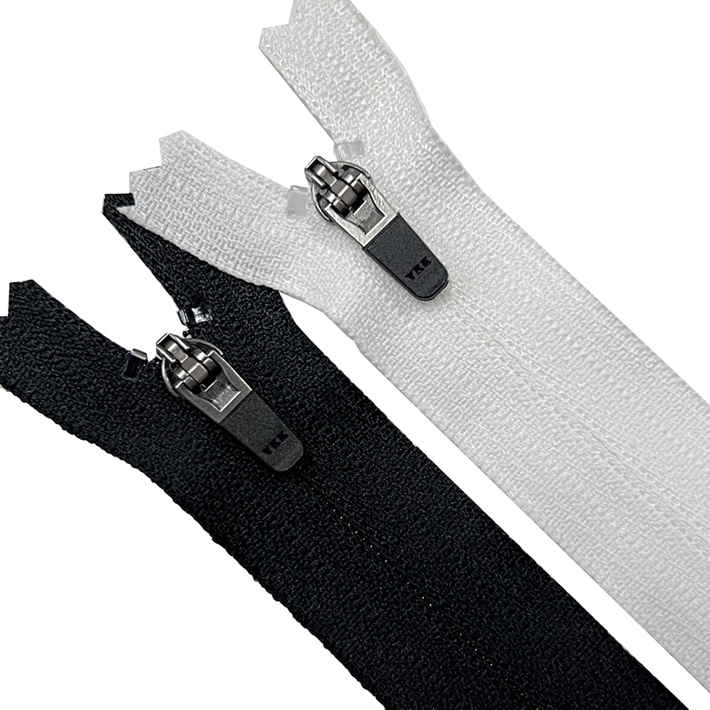 YKK® 8 Zipper Nylon Coil Zippers Made in USA~ Closed Bottom ~ 580 Black  (10 Zippers/Pack)