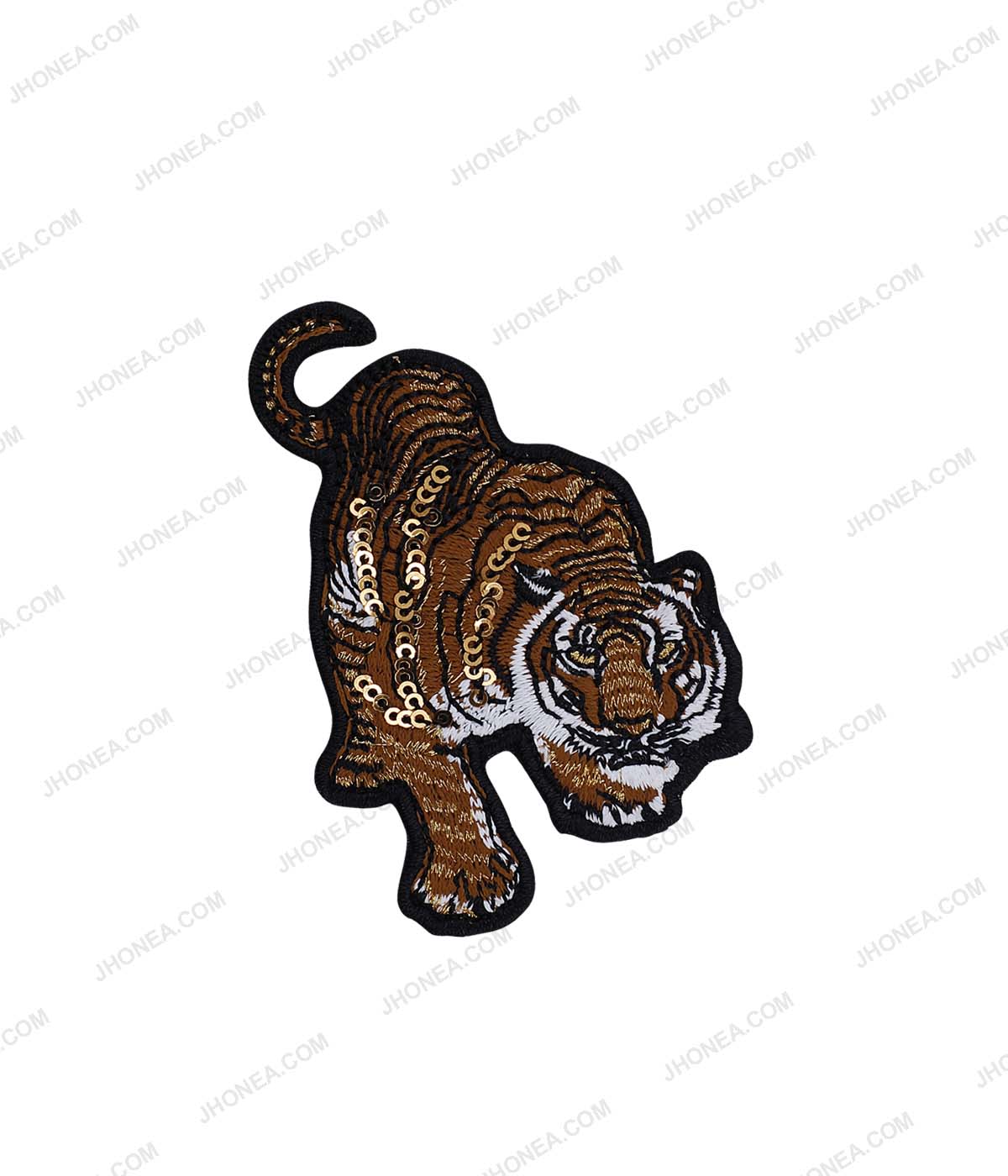 Tigers Iron on Embroidery Patch Jumping