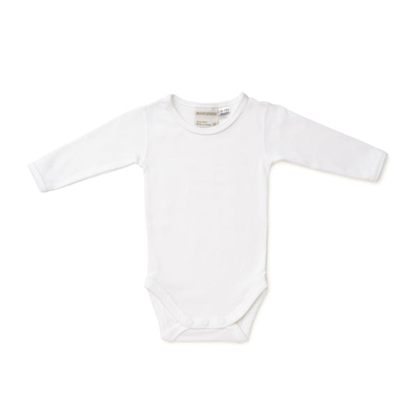 Marquise - Baby White Long Sleeve Bodysuit | Bon Bon Tresor