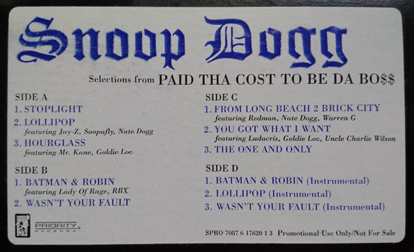 Snoop Dogg - Selections From Paid Tha Cost To Be Da Bo
 (2xLP, Promo,  Smplr) (NM or M-)