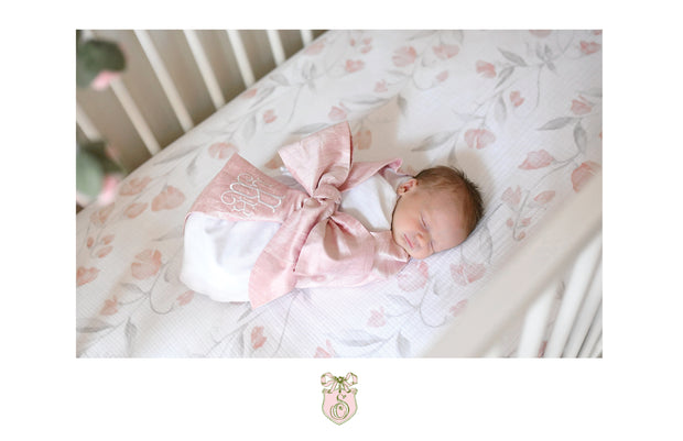 Pink Leaf Frame Birth Announcement