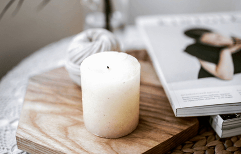 a candle on a table