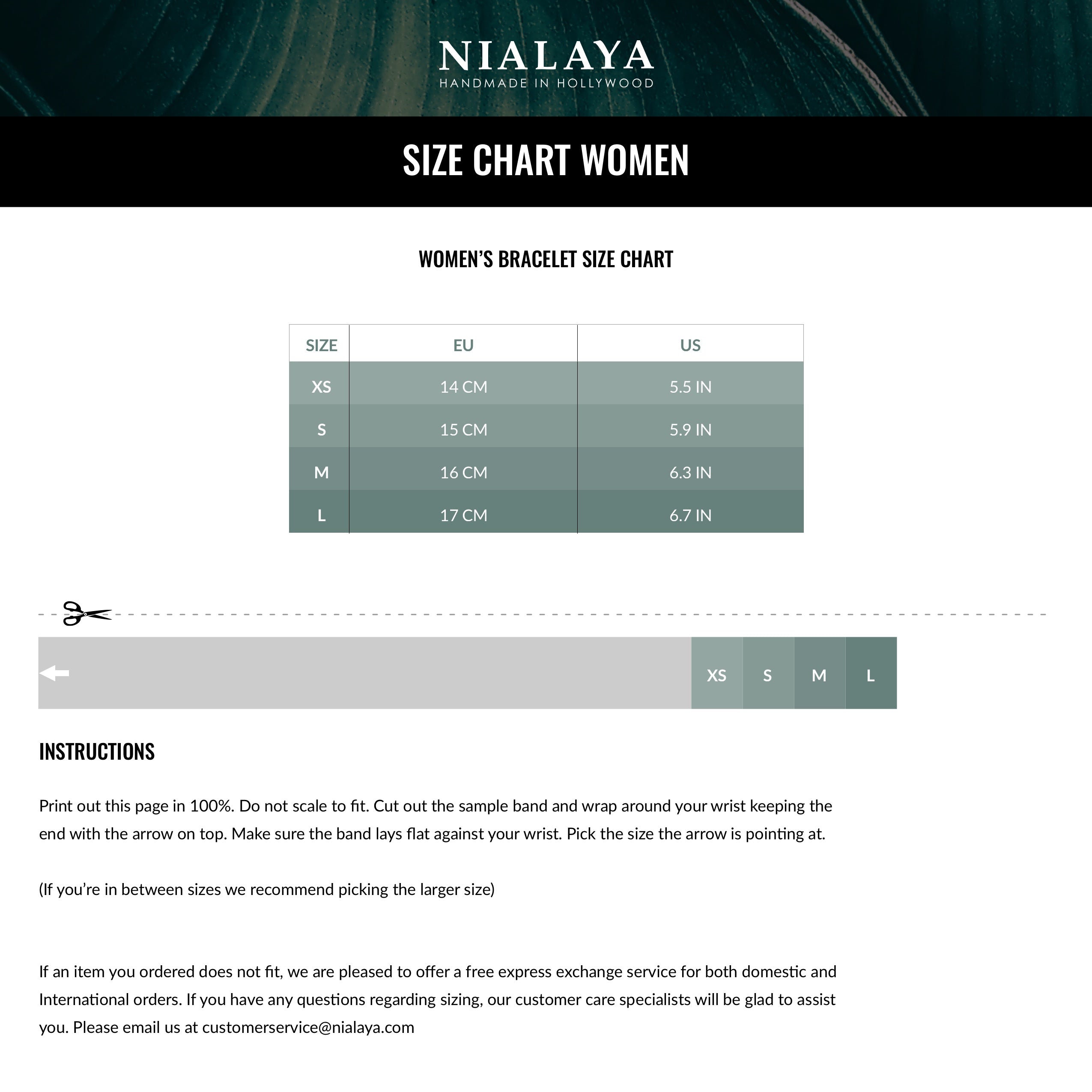 Women S Bracelet Size Chart