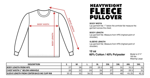 UNTD Hoodie Sizing Chart