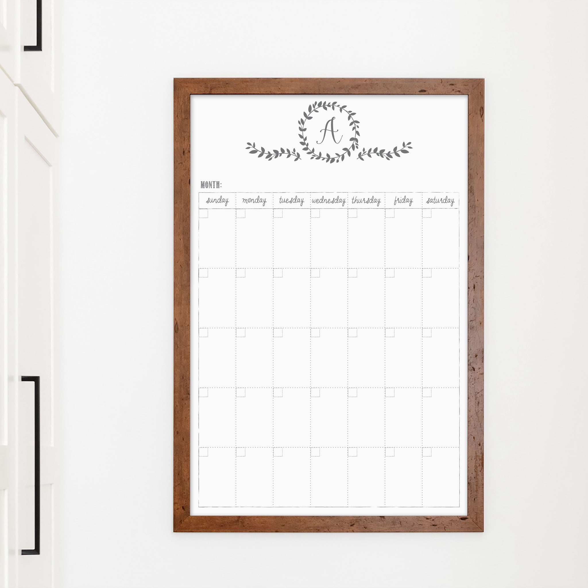 Monthly Framed Whiteboard Calendar | Vertical Donna