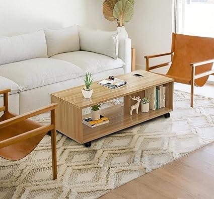 Rolling coffee clearance table with storage