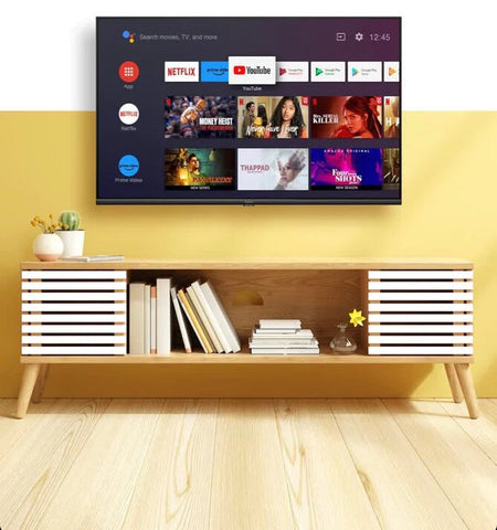 Modern Tv Entertainment Unit Cabinet With Open Shelf Natural Finish