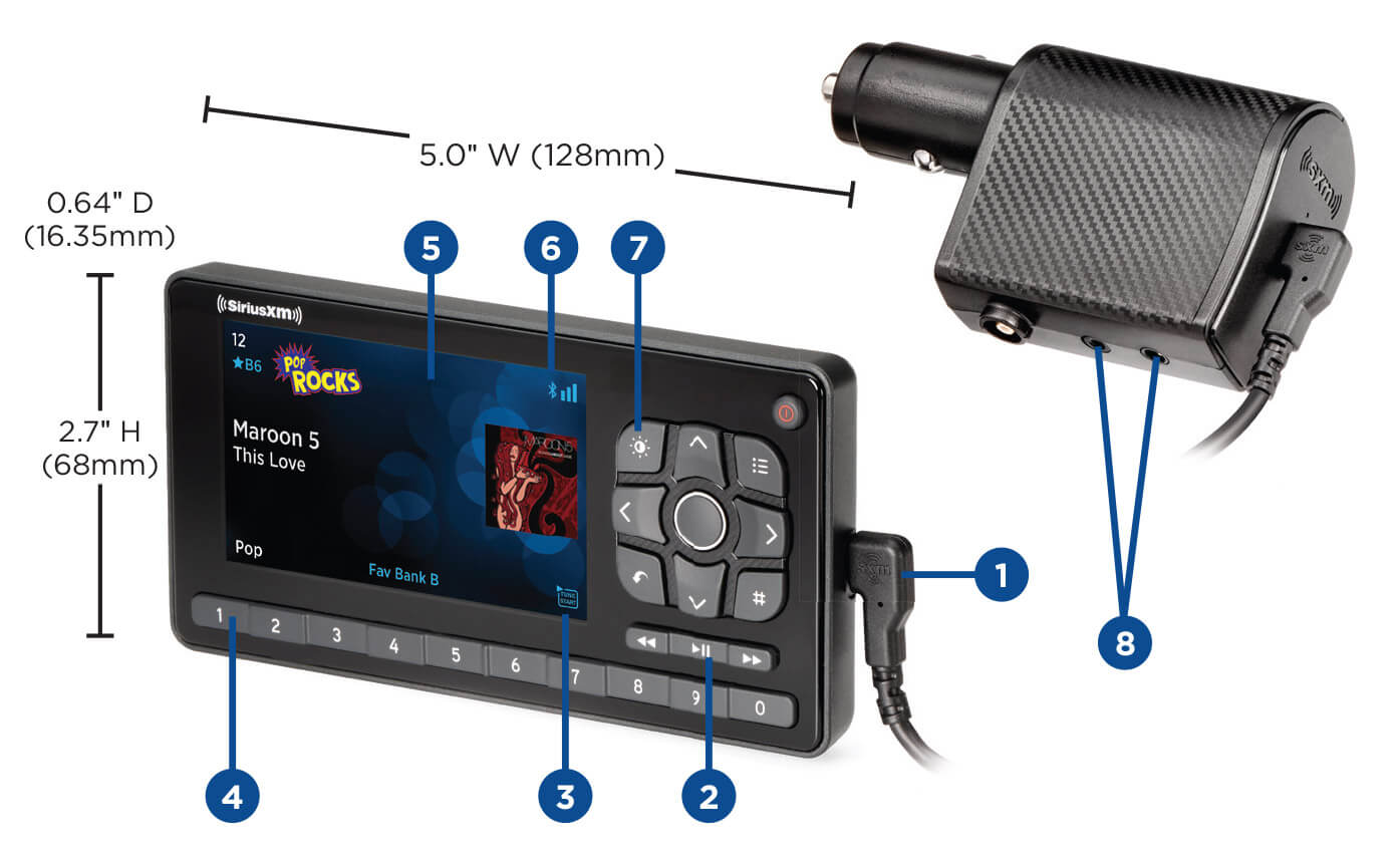 SiriusXM Radio UTV Installation Kit with Roady BT Bluetooth Recceiver