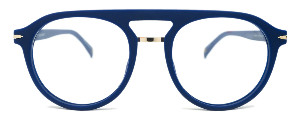 Matte blue aviator glasses for round faces