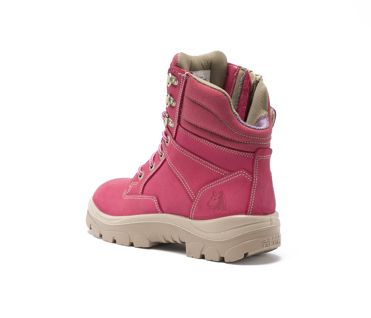 steel blue pink ladies boots