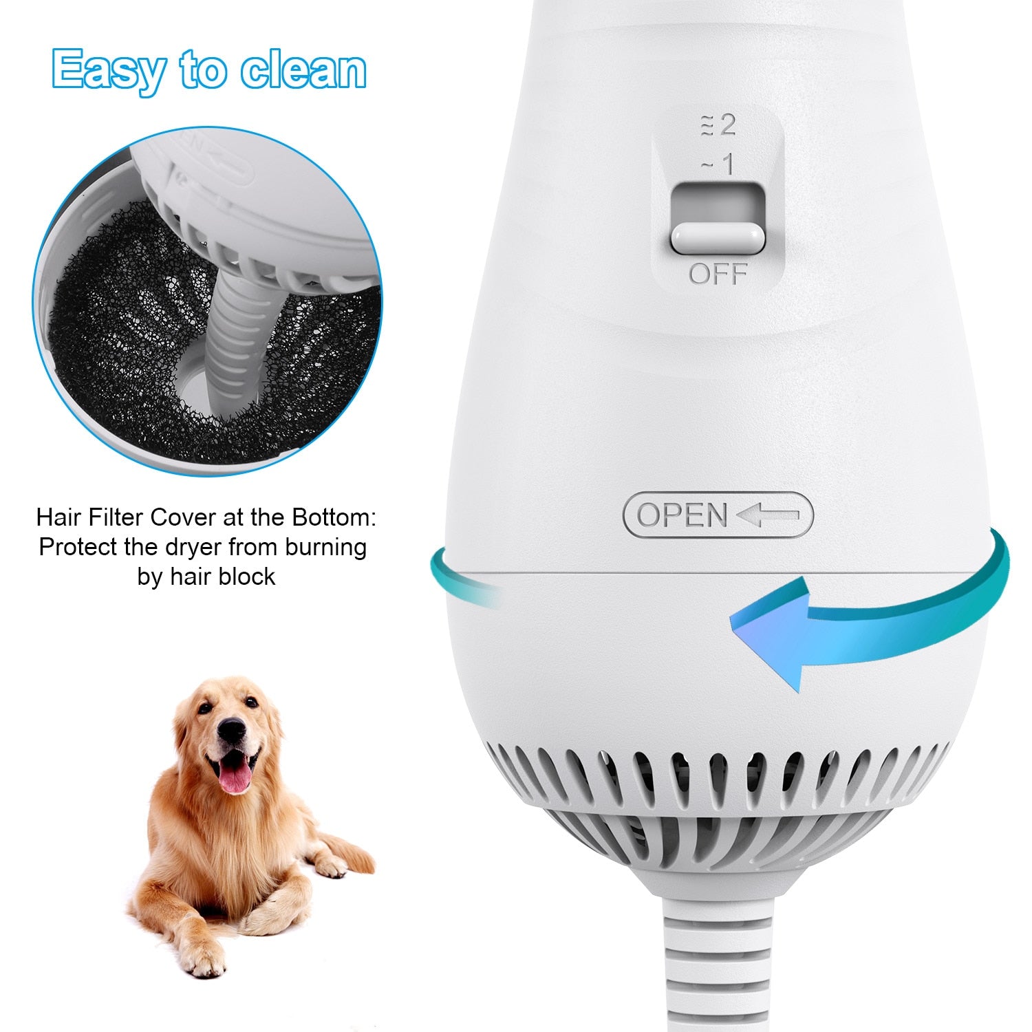 2-In-1 Portable Pet Hair Dryer And Comb Brush