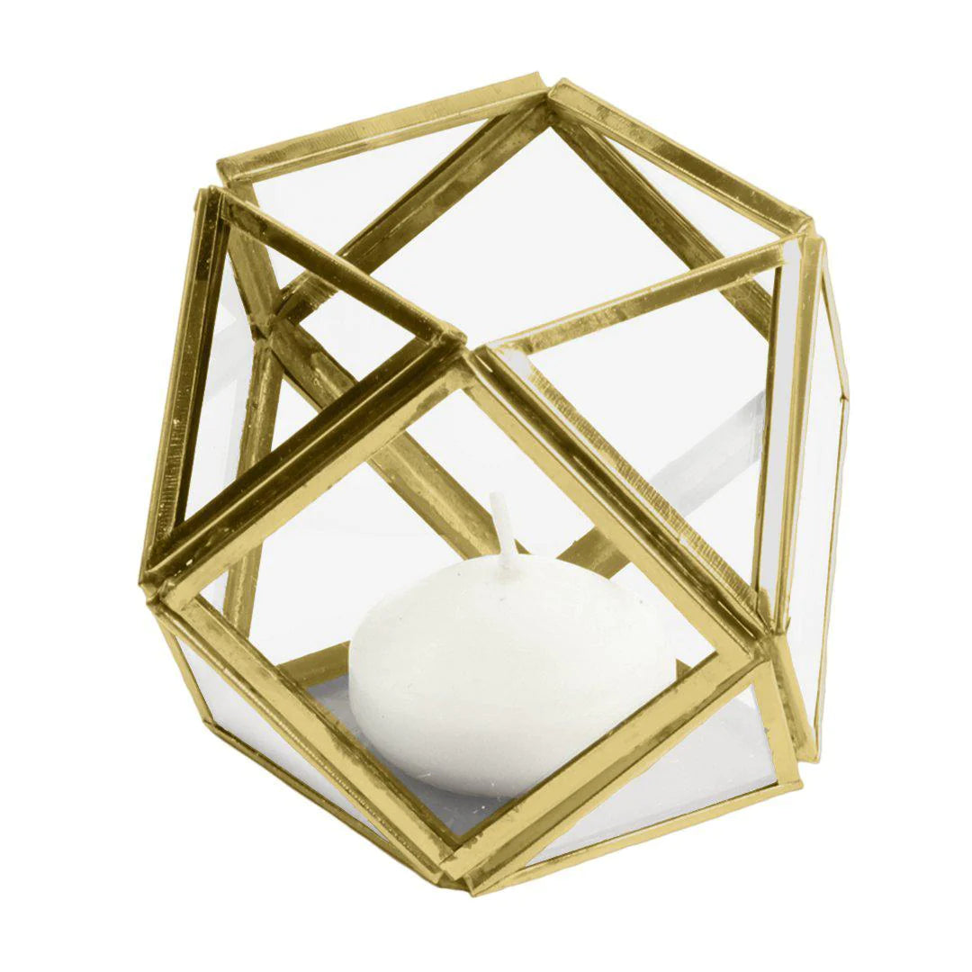 CARL100-E Gold Geometric Candle Holder