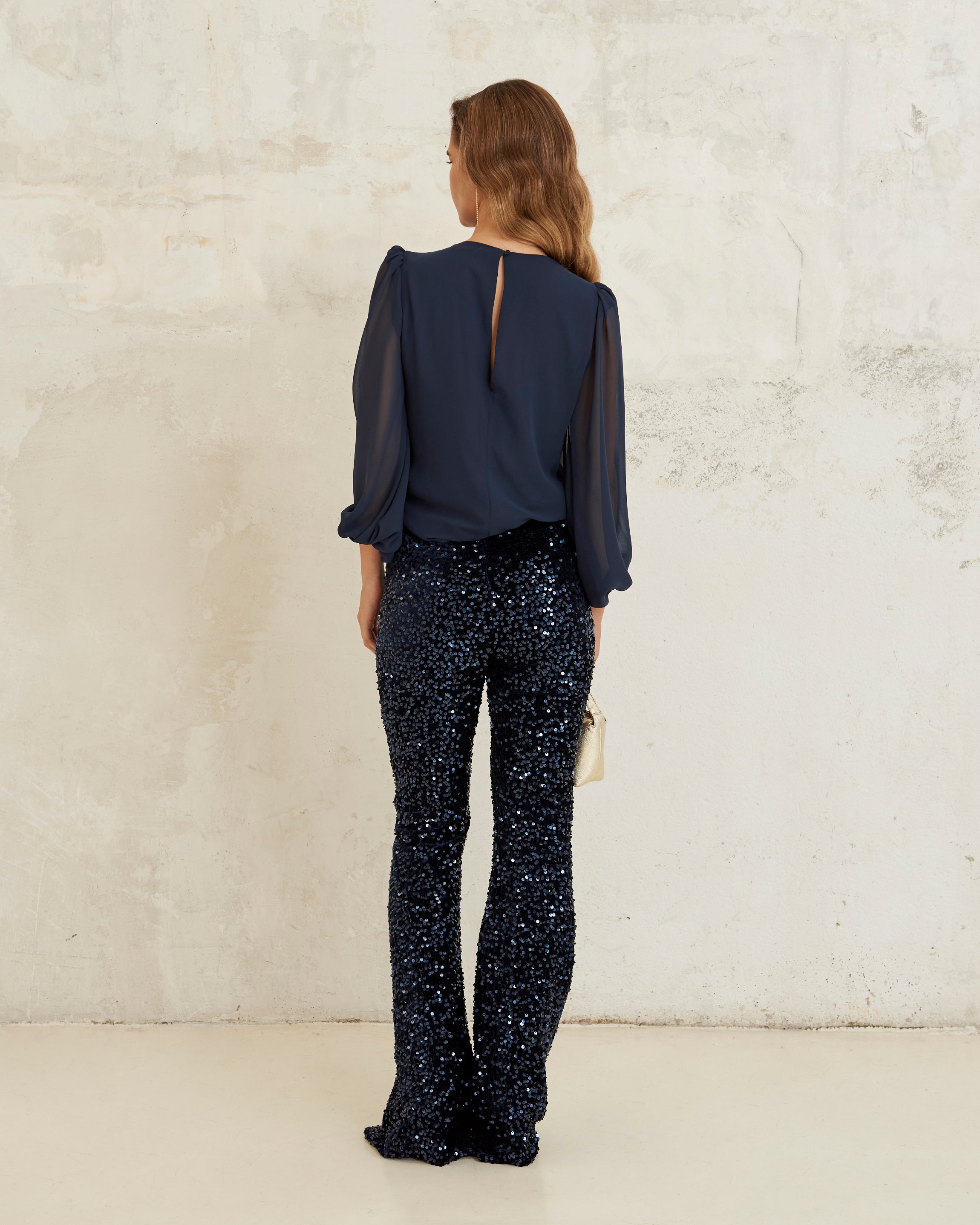 Pantalon Agatha Paillettes bleues