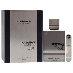 Al Haramain Amber Oud Carbon Edition - 200ML EDP Spray + Travel Atomizer (W)(M)