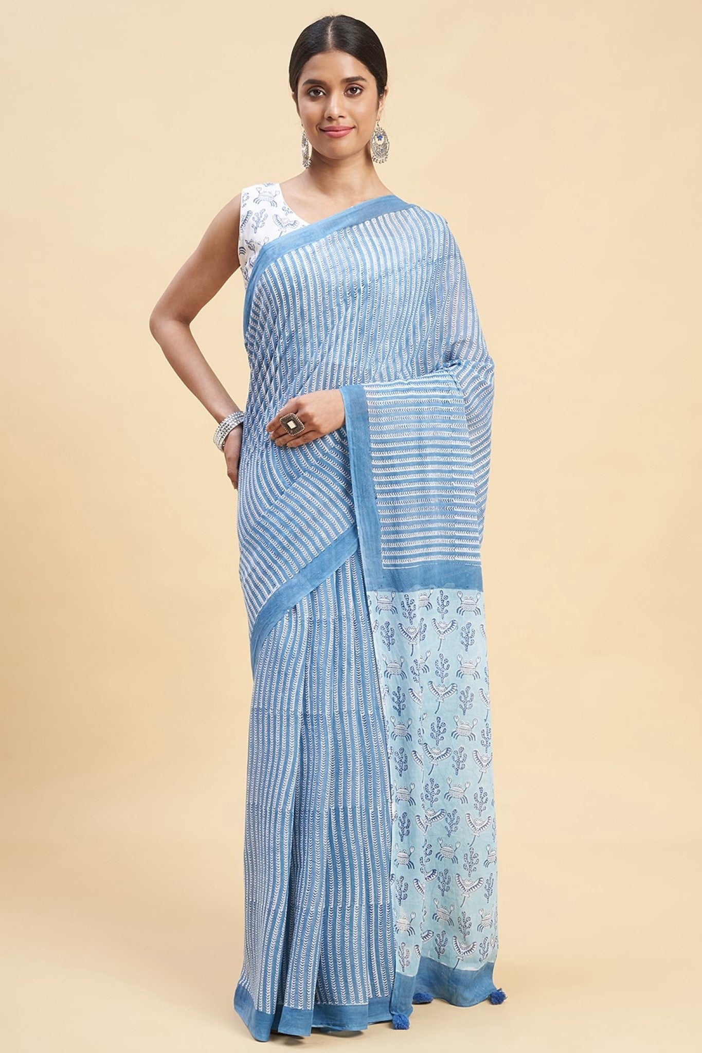 HARVEST HANDBLOCK PRINT MUL COTTON SAREE