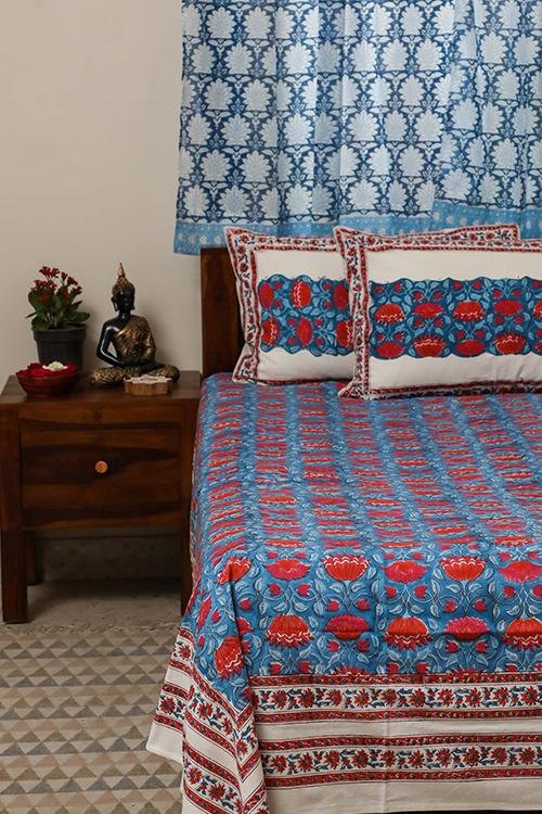 Sootisyahi 'Hidden Hibiscus' Azofree Handblock Printed Pure Cotton Kur