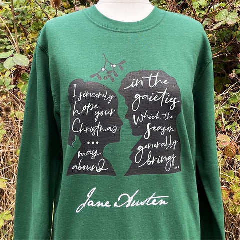Jane Austen Christmas Jumper Green Exclusive Collection