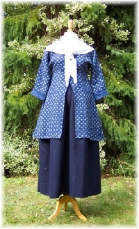late Georgian dress with bib front closure for easy breast feeding, one side opened