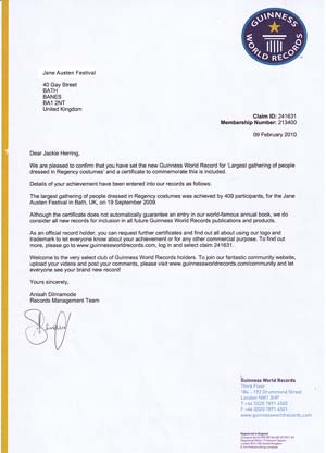 Guinness World Records Letter