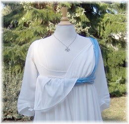 late Georgian dress with bib front closure for easy breast feeding, one side opened