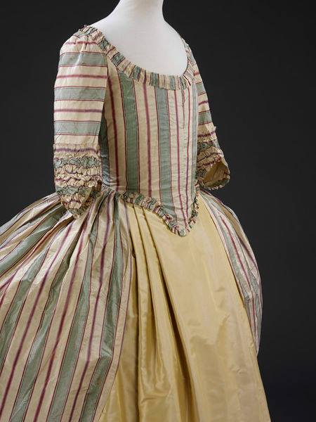 Robe a la Polonaise con Self-Fabric Trim, circa 1775-80