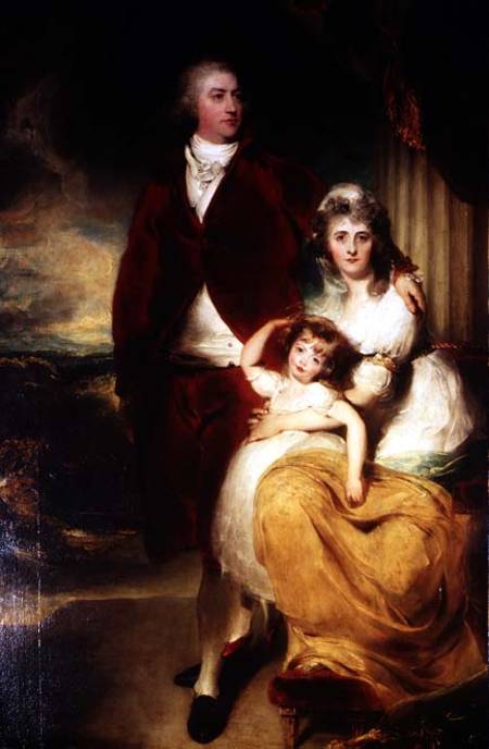 The Marquess of Exeter with his second wife, Sarah, and their daughter, Lady Sophia Cecil. By Thomas Lawrence.