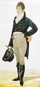 George "Beau" Brummell, watercolor by Richard Dighton (1805)