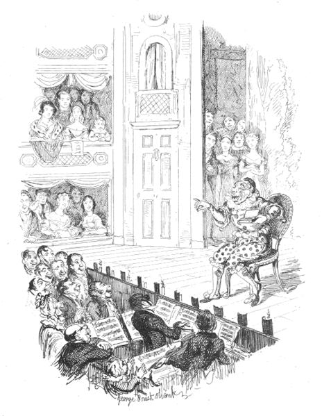 Grimaldi at his farewell appearance at Drury Lane in 1828 – too weak to stand