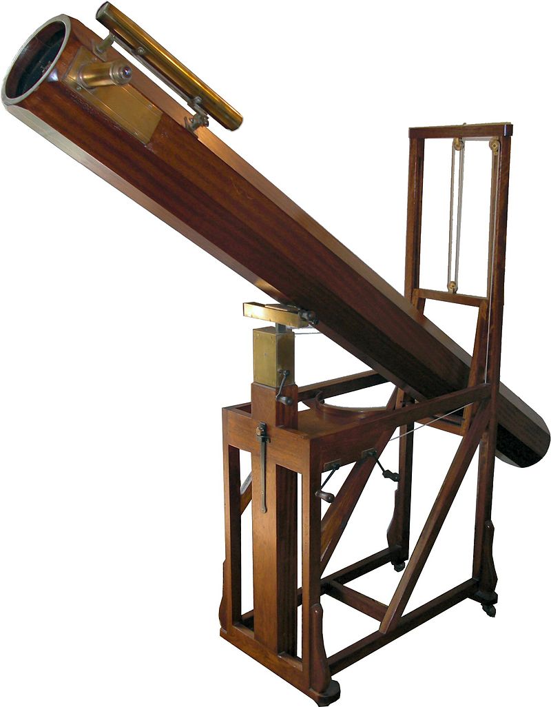 Replica in het William Herschel-museum, bad, van een telescoop, vergelijkbaar met dat waarmee Herschel Uranus ontdekte
