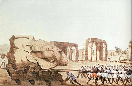 The Younger Memnon being hauled from Thebes.